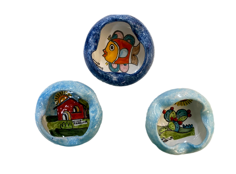 Posacenere bombato D 11 cm vari decori Nino Parrucca