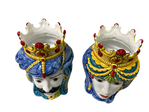 Teste di Moro H.cm.38 in ceramica Nino Parrucca