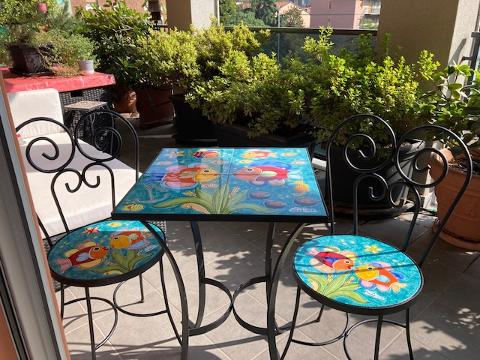 Set tavolo quadrato e sedie da giardino - Fondale marino Nino Parrucca