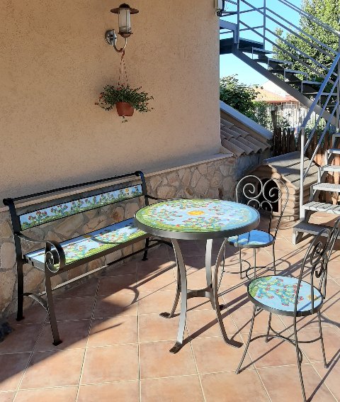 Panchina 3 Posti in ferro con braccioli - Fichi d'India Nino Parrucca