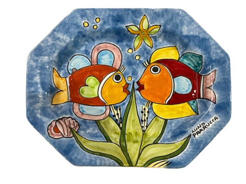 Piatto ottagonale fondo - varie misure e decori Nino Parrucca in ceramica