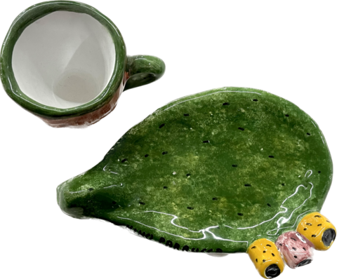 Tazzina con Piattino Fico d'india Nino Parrucca in ceramica