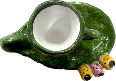 Tazzina con Piattino Fico d'india Nino Parrucca in ceramica