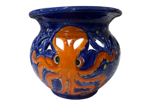 Cachepot Traforato Pesci e Polpo in ceramica Nino Parrucca