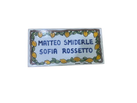 Piastrella personalizzata ramo di limoni Nino Parrucca in ceramica
