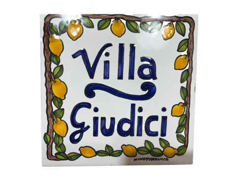 Piastrella personalizzata ramo di limoni Nino Parrucca in ceramica
