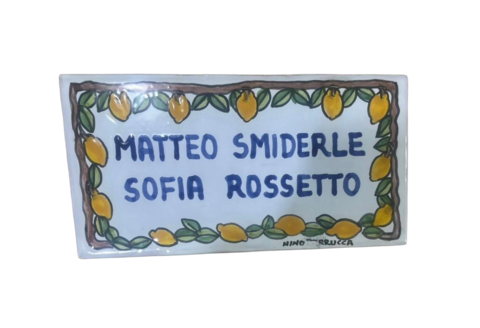 Piastrella personalizzata ramo di limoni Nino Parrucca in ceramica
