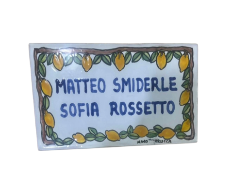 Piastrella personalizzata ramo di limoni Nino Parrucca in ceramica