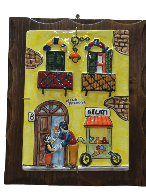 Targhe Mestiere a rilievo in ceramica e legno - Art.80/a Nino Parrucca