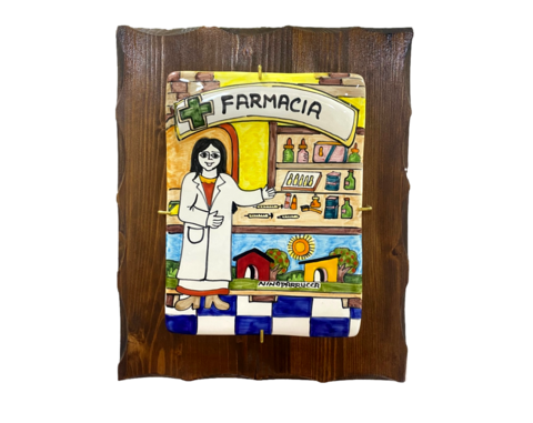 Targhe Mestiere a rilievo in ceramica e legno - Art.80/a Nino Parrucca