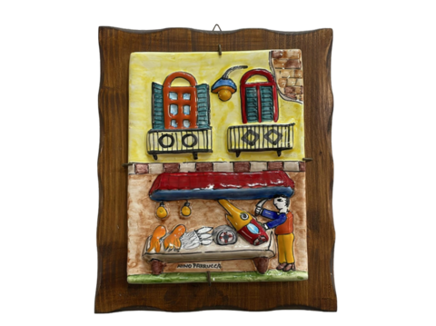 Targhe Mestiere a rilievo in ceramica e legno - Art.80/a Nino Parrucca