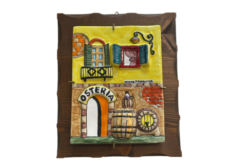 Targhe Mestiere a rilievo in ceramica e legno - Art.80/a Nino Parrucca
