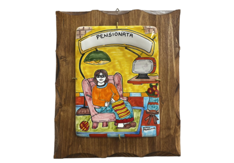 Targhe Mestiere a rilievo in ceramica e legno - Art.80/a Nino Parrucca