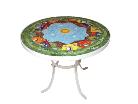Tavolo rotondo d.cm.100 - Casette Nino Parrucca in ferro e ceramica