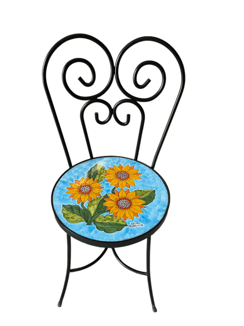 Copia di Sedia Rotonda d.cm.39 - Girasoli Nino Parrucca in ferro e ceramica