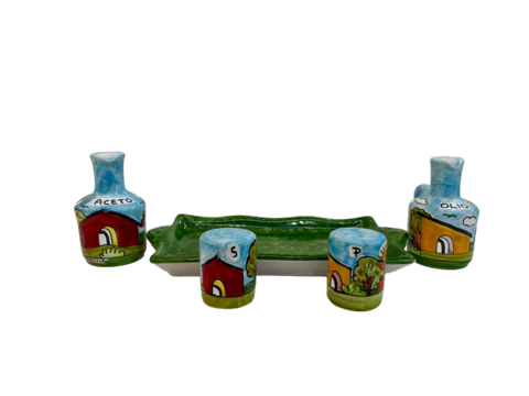 Manage Olio/Aceto & Sale/Pepe - Paesaggio di casette Nino Parrucca in ceramica