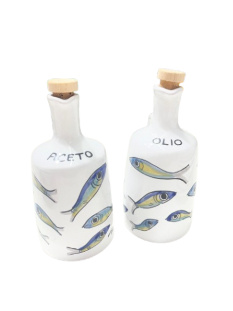 Olio Aceto senza vassoio decoro sardine Nino Parrucca
