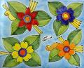 Piastrella in ceramica decoro fiori grandi Nino Parrucca Rettangolare - Cod. 49