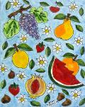 Piastrella in ceramica decoro frutta Nino Parrucca Rettangolare - Cod. 56