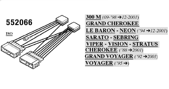 CAVO ADATTATATORE RADIO CHRYSLER,,JEEP vedi nota  MECATRON