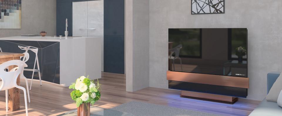 Termostufa a pellet con tecnologia "Aqua" Moretti Design COMPACT VISION