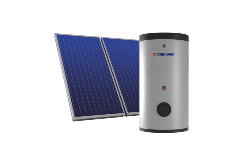 Sistema termico solare a circolazione forzata con doppio scambio per integrazione pompa di calore Cordivari