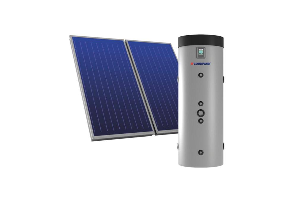 Sistema termico solare a circolazione forzata per produzione istantanea ACS con termoaccumulatore Cordivari