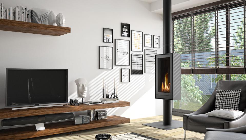 Stufa contemporanea a gas bifacciale Zeta linea FHS 15