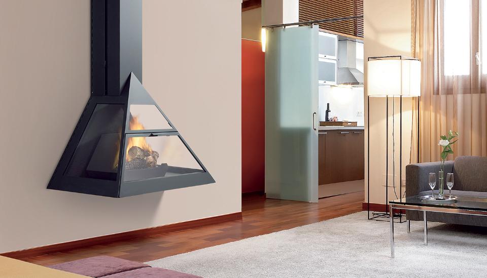 Camino di design da interno Zeta linea ADMETO FRONTALE USCITA SUPERIORE