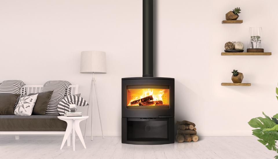 Stufa a legna con vetro curvo Zeta linea BRISTOL