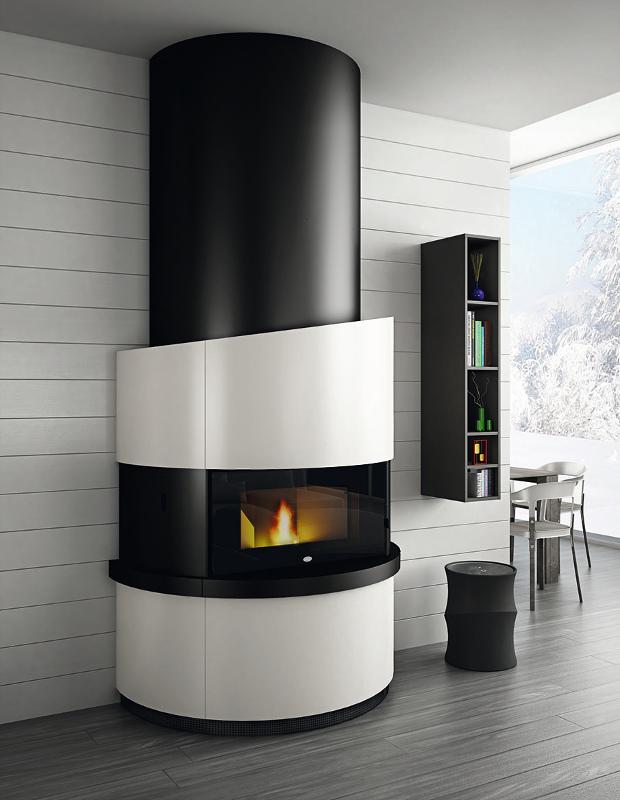 Camino a pellet ventilato 12 kW moderno EVACALOR MICHELANGELO
