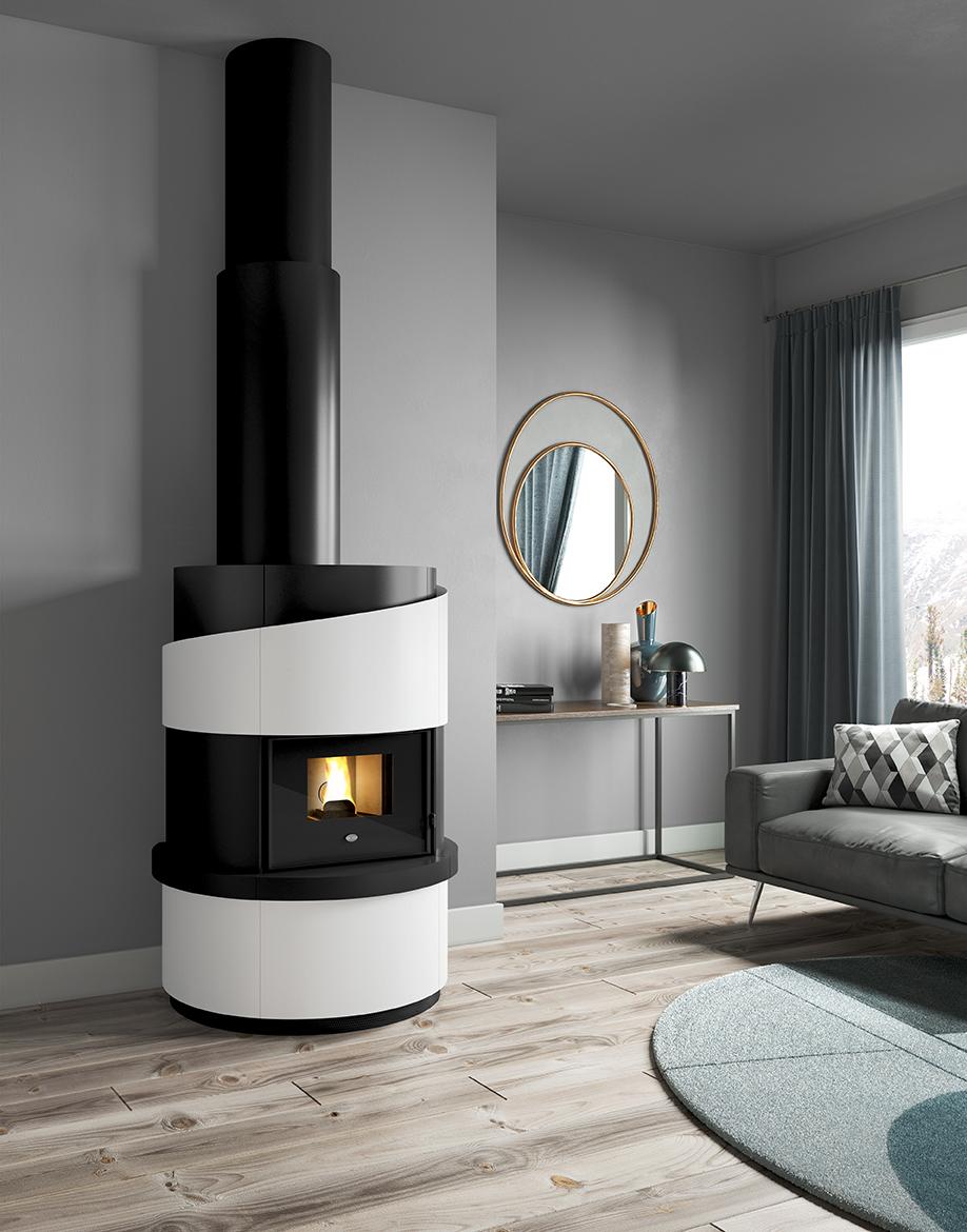 Stufa a pellet ventilata 7 kW moderna EVACALOR DANTE