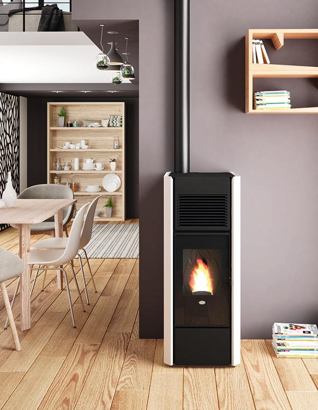 Stufa a pellet canalizzata 15 kW doppia ventilazione EVACALOR INES