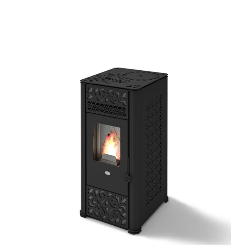 Stufa a pellet ventilata 9 kW rivestimento intarsiato EVACALOR LUCILLA