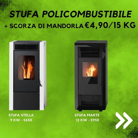 Stufa a pellet 9 KW policombustibile GREEN PUROS STELLA