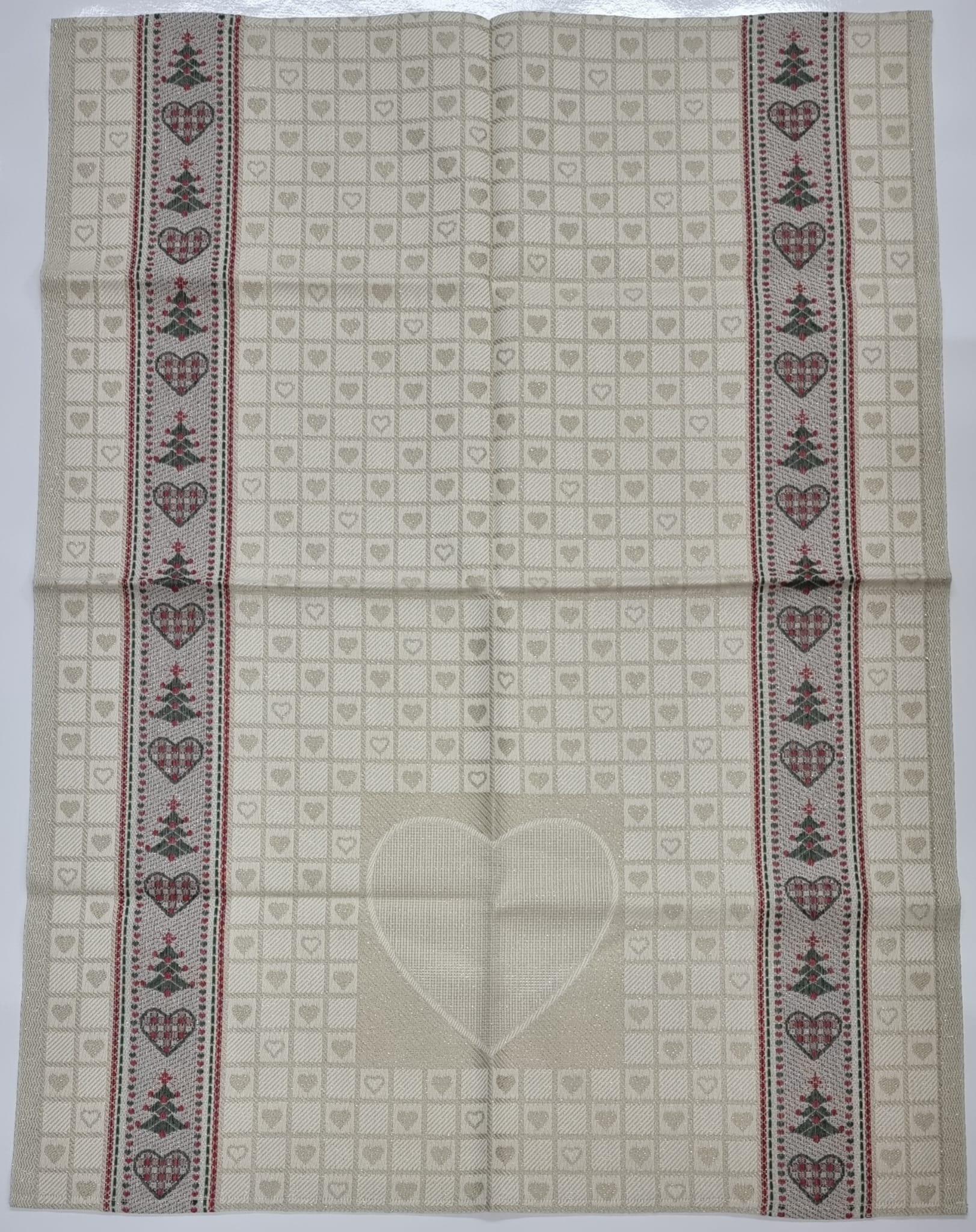 Asciughino da cucina con striscia in tela aida per ricamo punto croce.   Mis: cm 50X70  60X84 Tessitura Artistica Chierese Asciughino