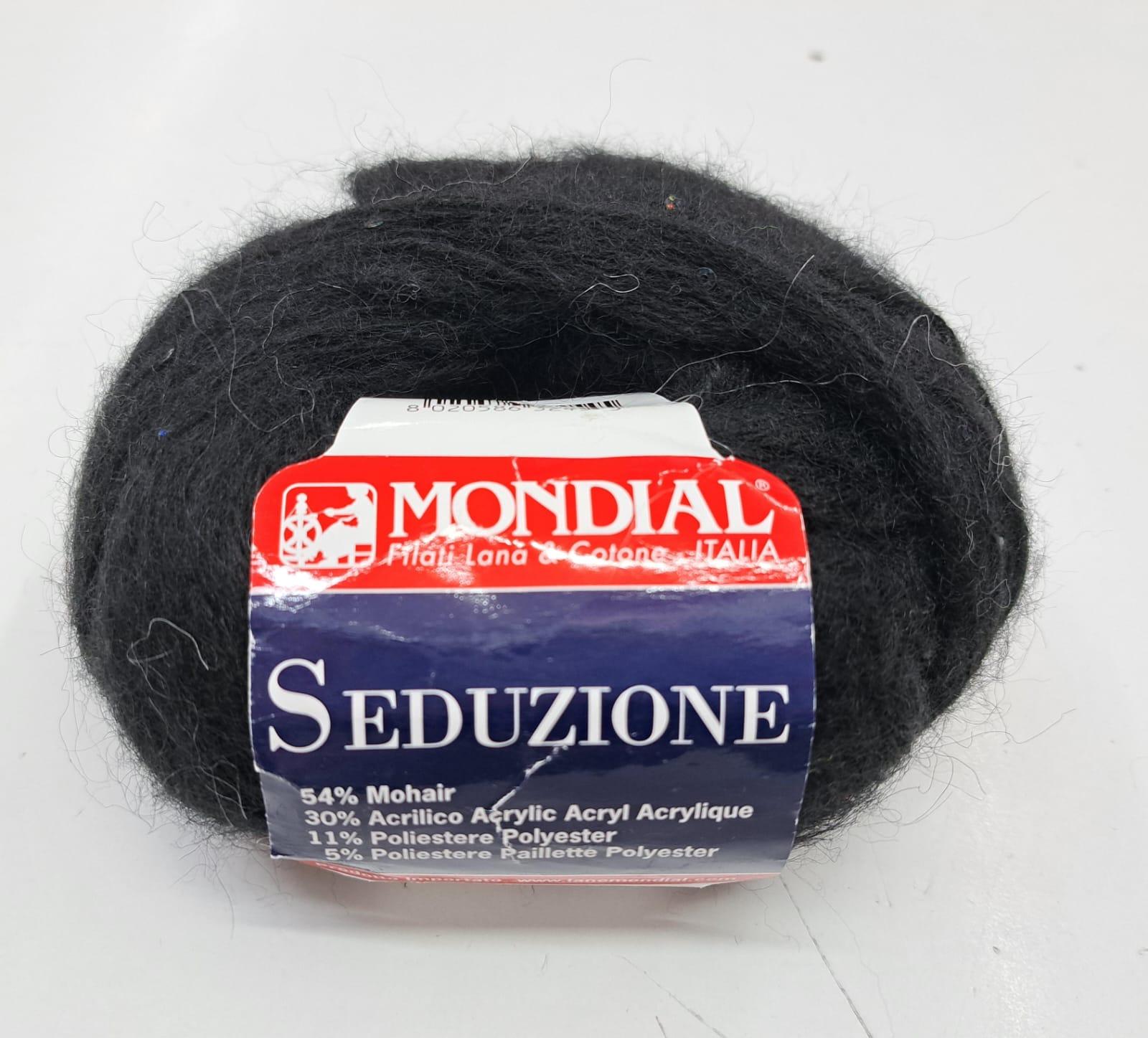 SEDUZIONE 50G 54% Mohair 30% Acrilico 11% Poliestere 5% Poliestere Pailette Mondial filato