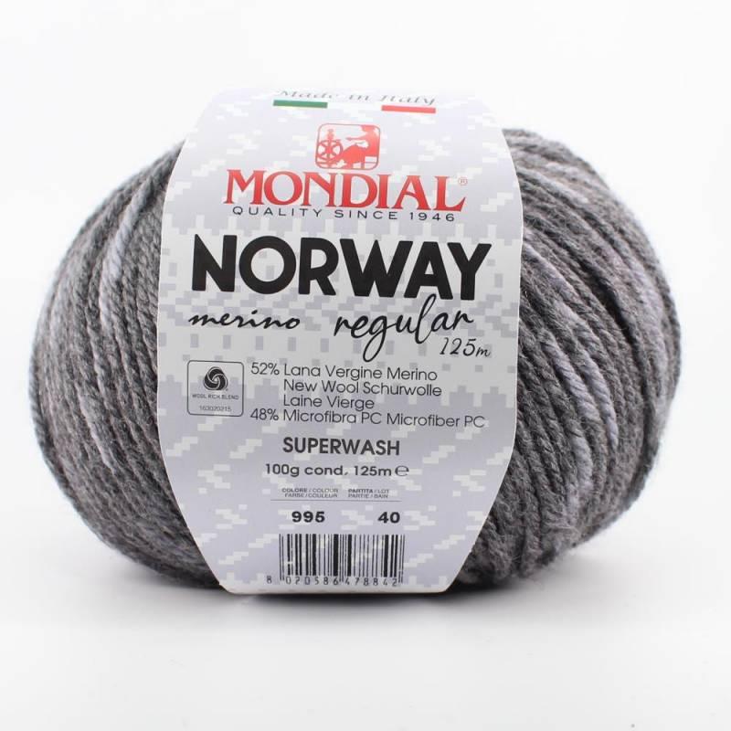 NORWAY
52% Lana Vergine Merino 48% Microfibra -100 gr- Mondial