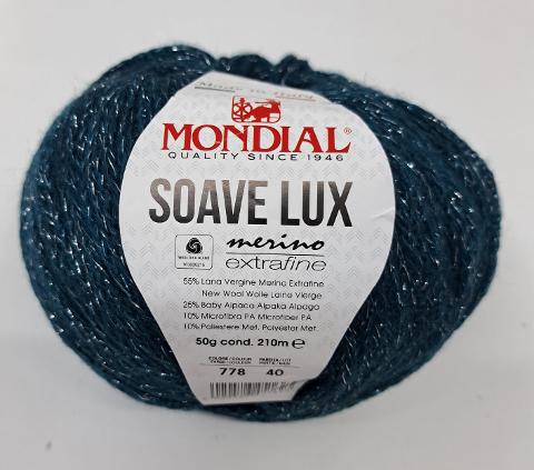 SOAVE LUX
65% Lana Vergine Merino Extrafine 25% Baby Alpaca 10% Microfibra -50 gr- Mondial Lana Vergine Merino Extrafine