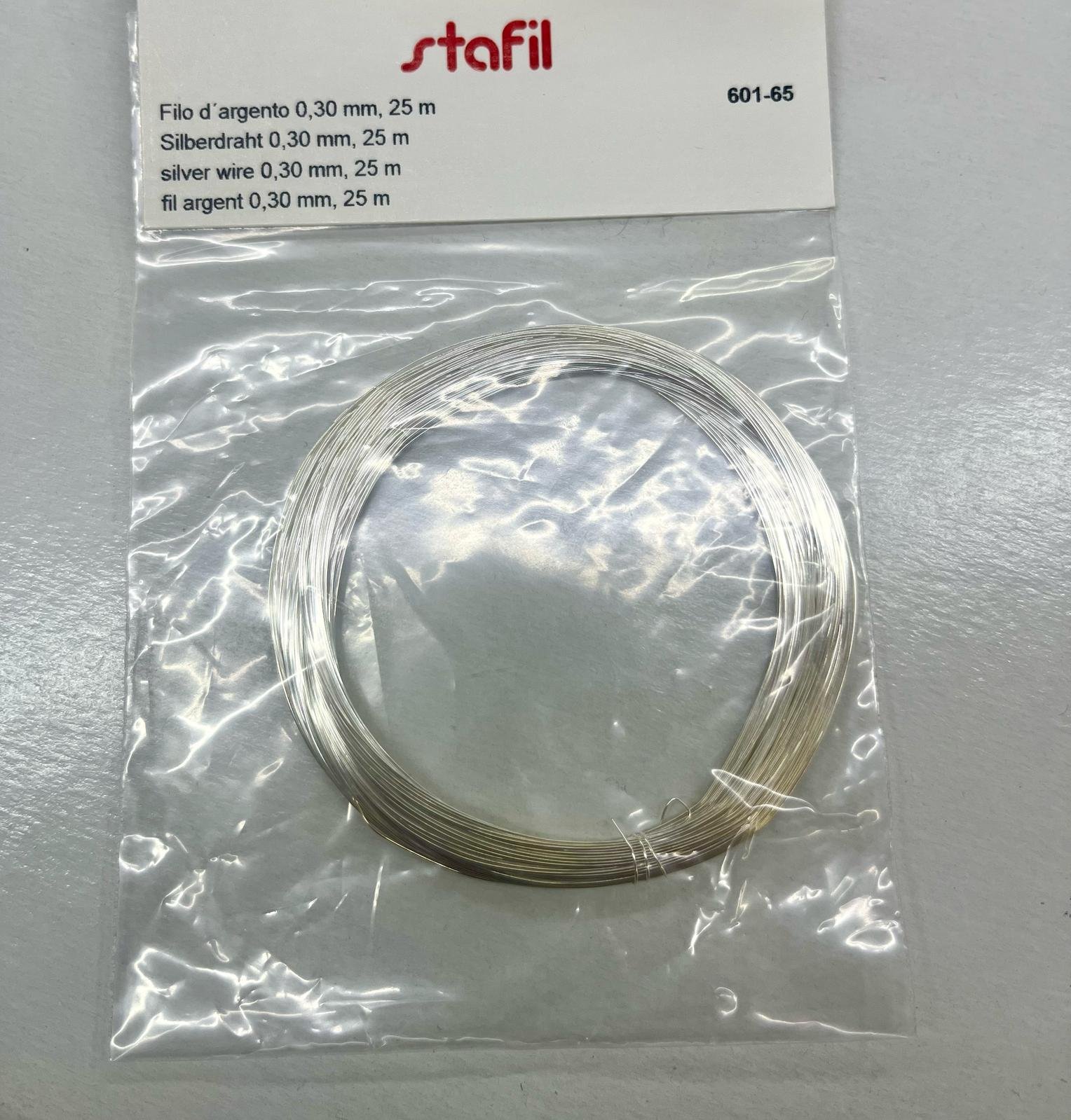 Filo d'argento 0,30 mm
25 metri Stafil Filo metallico