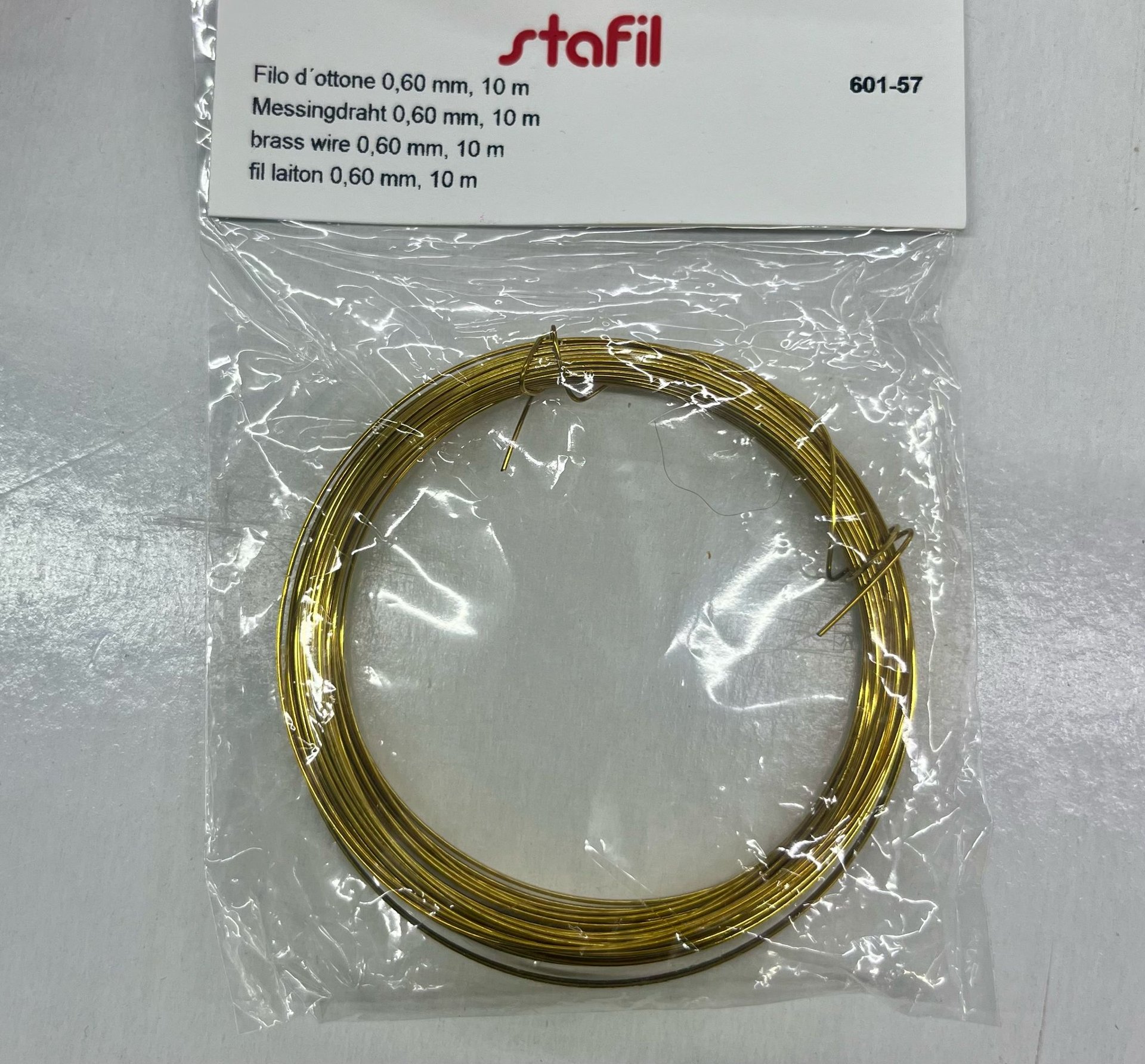 Filo d'ottone 0,60 mm
10 metri Stafil Filo metallico