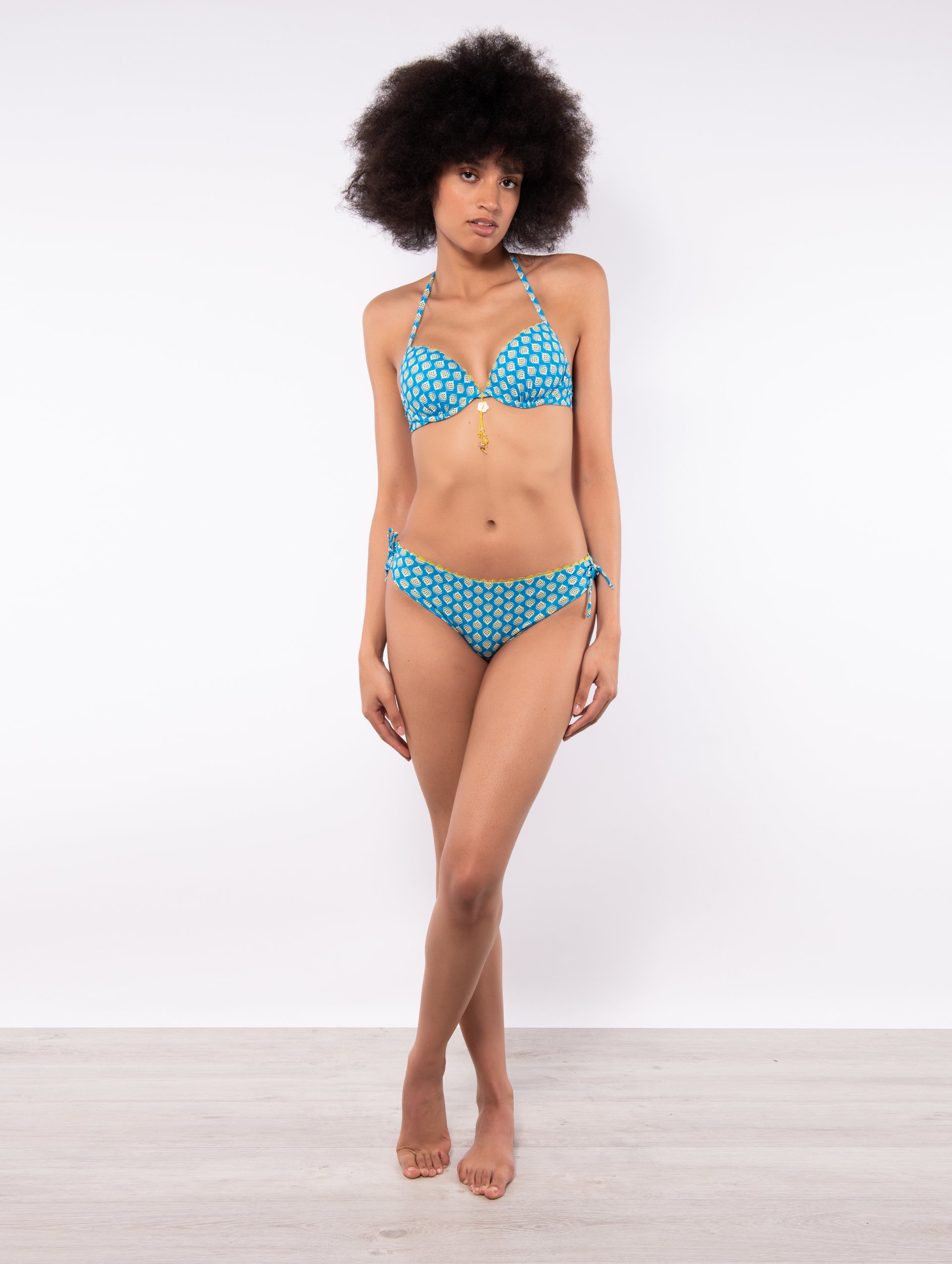 Push Up con lunetta estraibile + Slip laccetti Verdissima Bikini Coppa