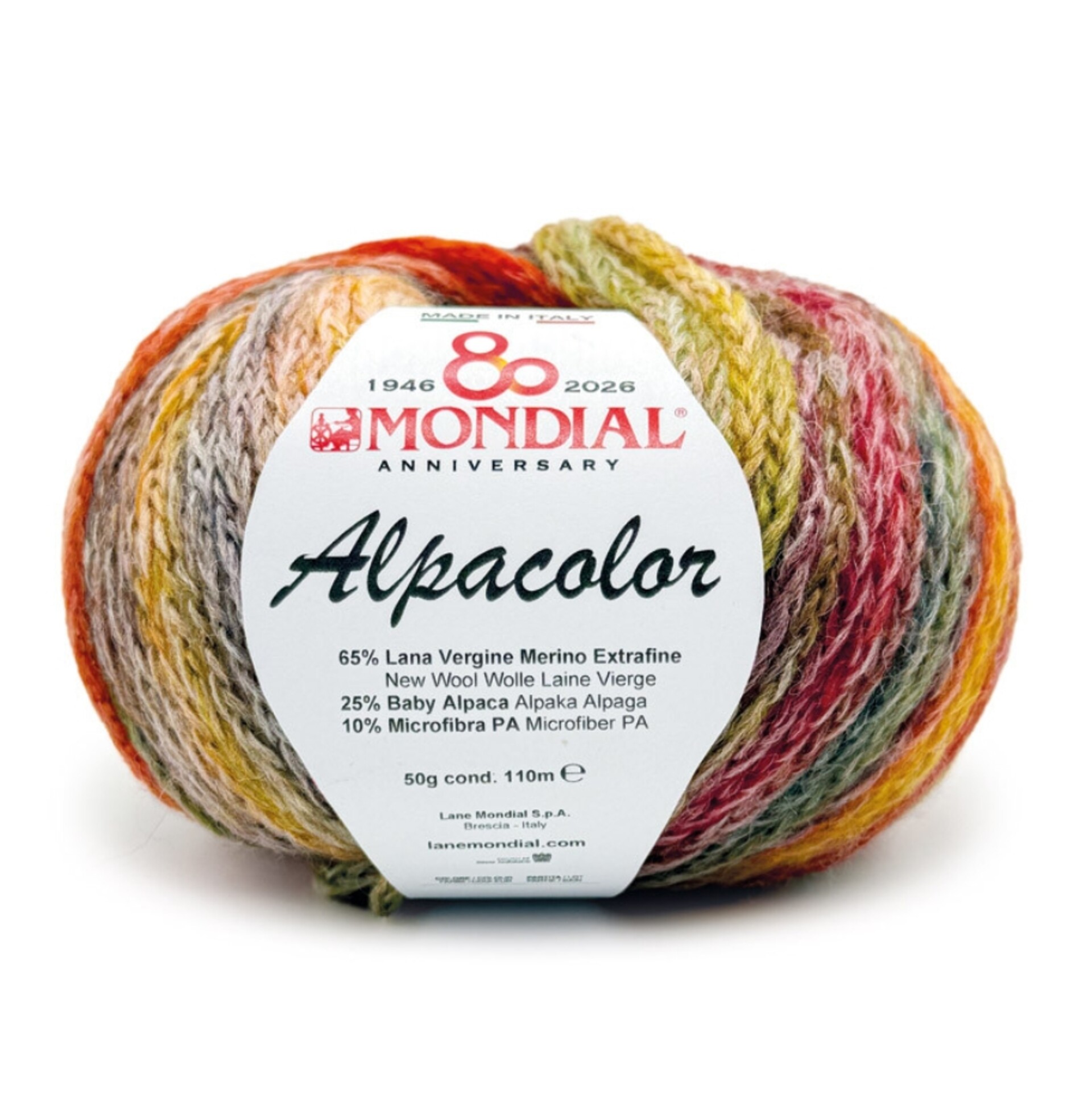 ALPACOLOR - 65% lana extrafine 25% baby alpaca 10% microfibra PA Mondial filato