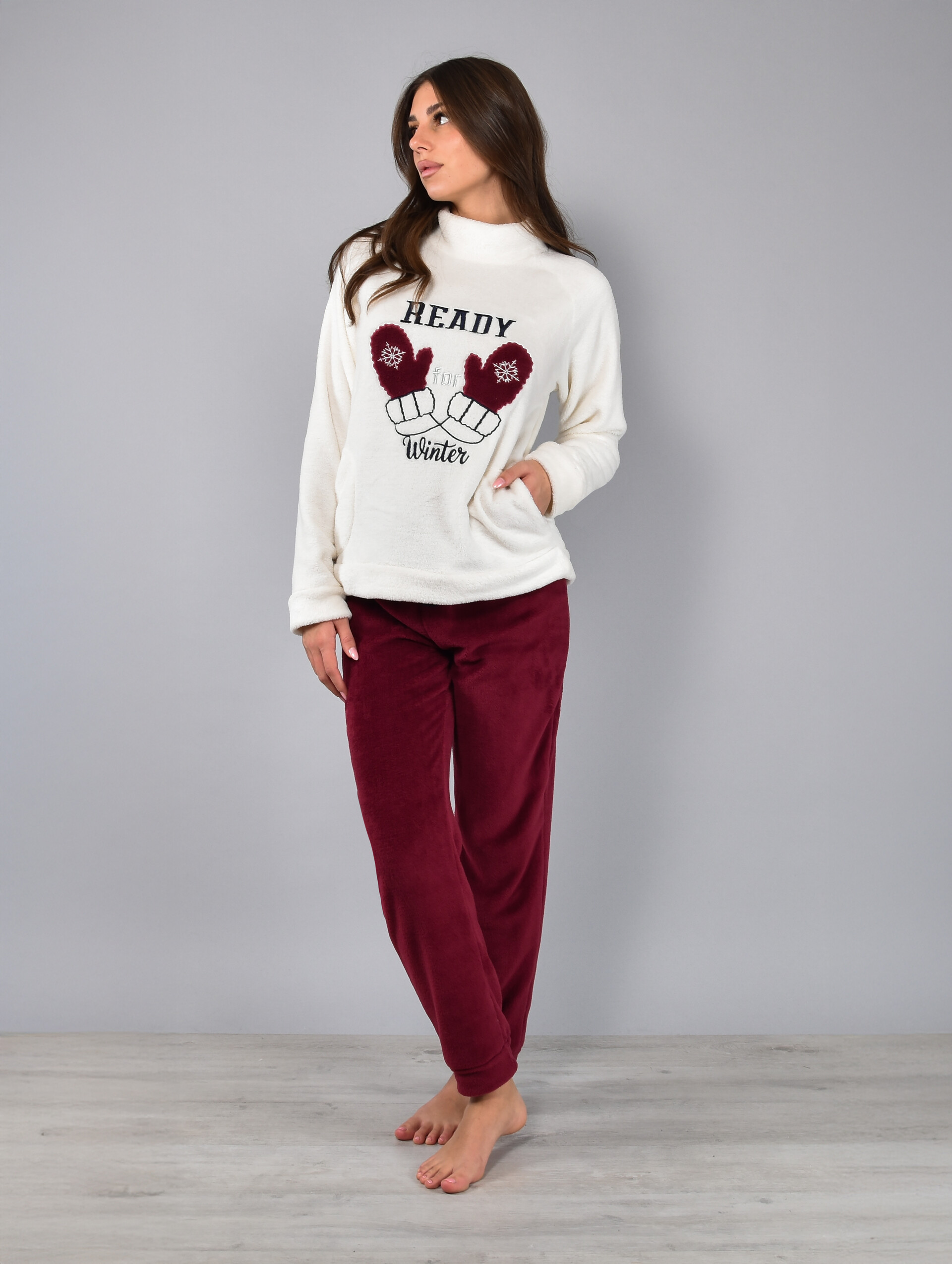 Tuta Pigiama Collo Alto Con Tasche + Pantalone con Polsino Verdissima pigiama donna