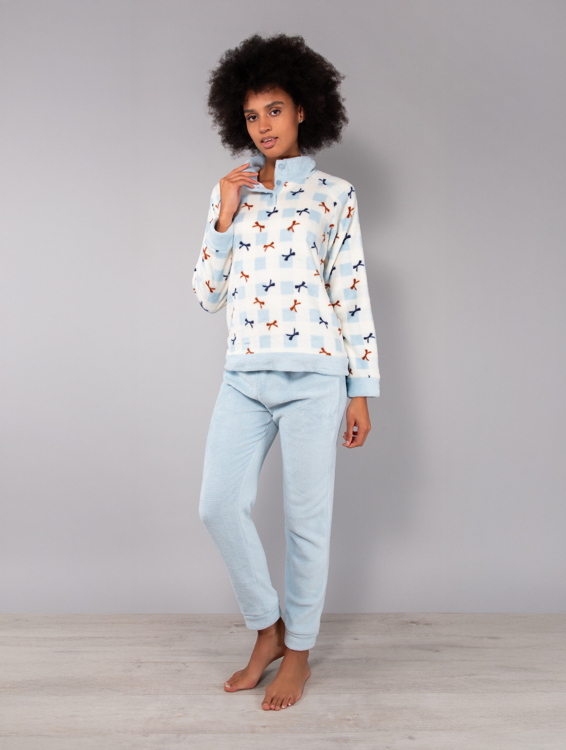 Tuta Pigiama Serafino Collo Alto + Pantalone con Polsino Verdissima pigiama donna