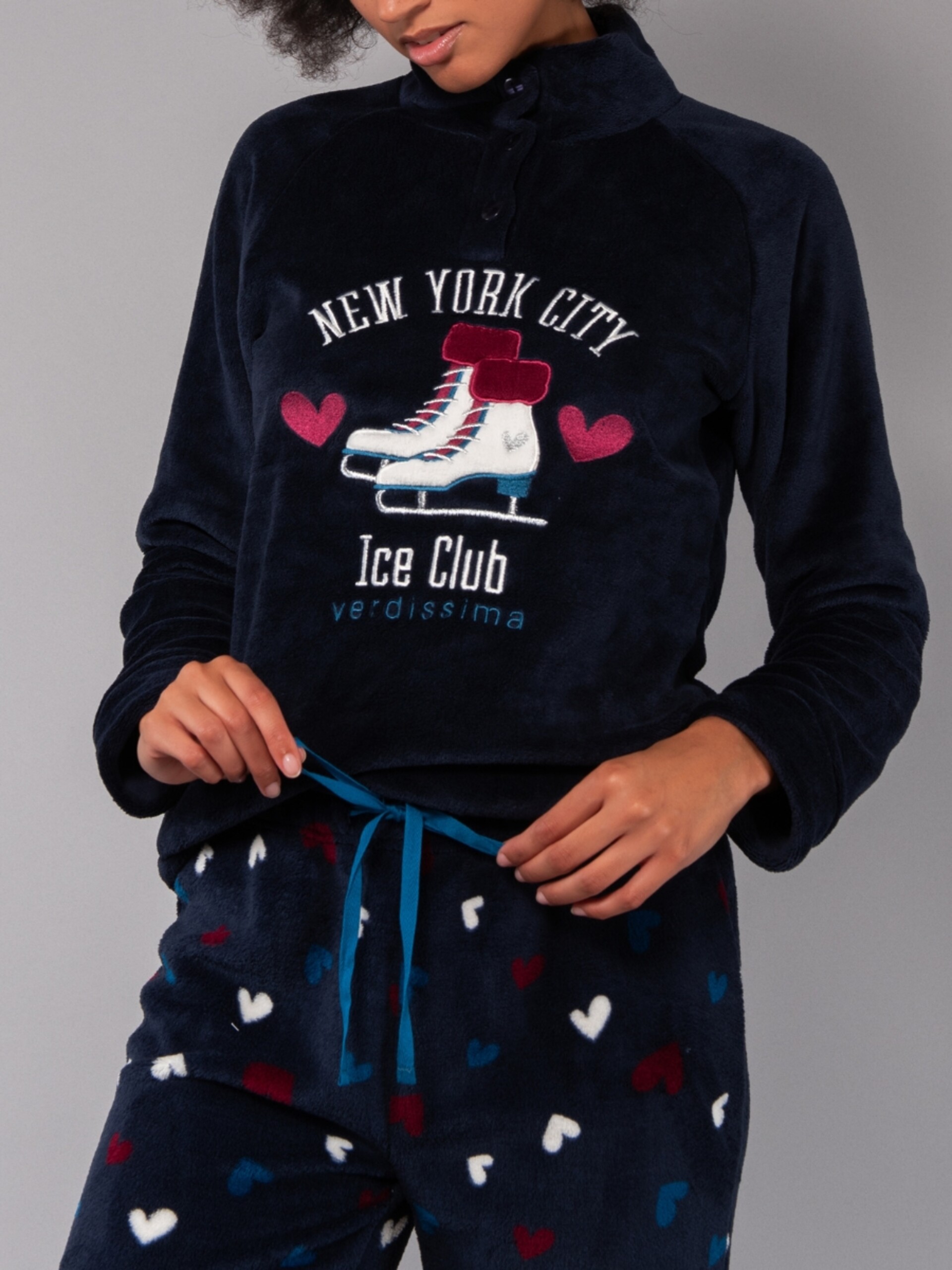 Tuta Pigiama serafino collo alto + pantalone con polsino Verdissima pigiama donna