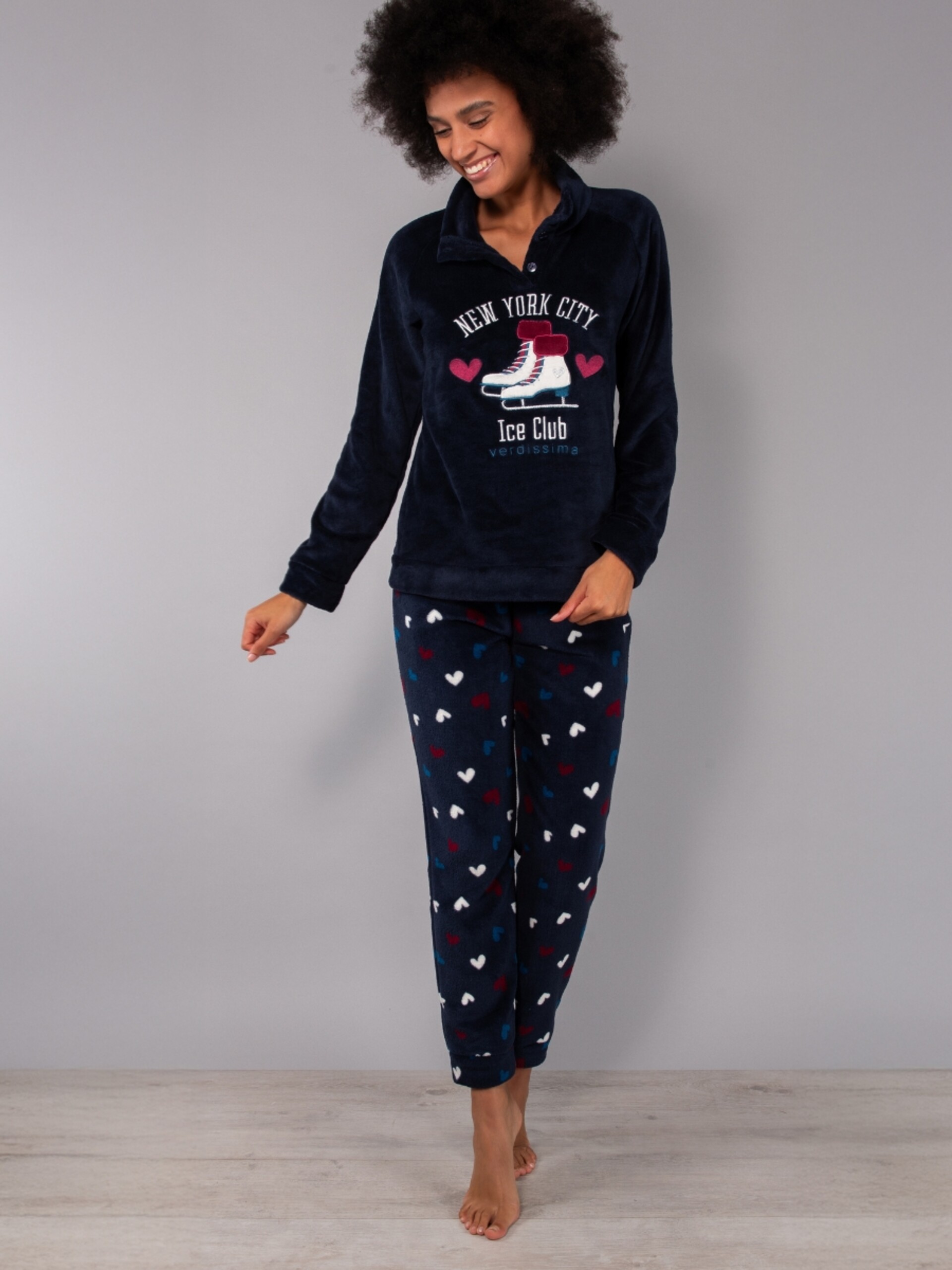 Tuta Pigiama serafino collo alto + pantalone con polsino Verdissima pigiama donna