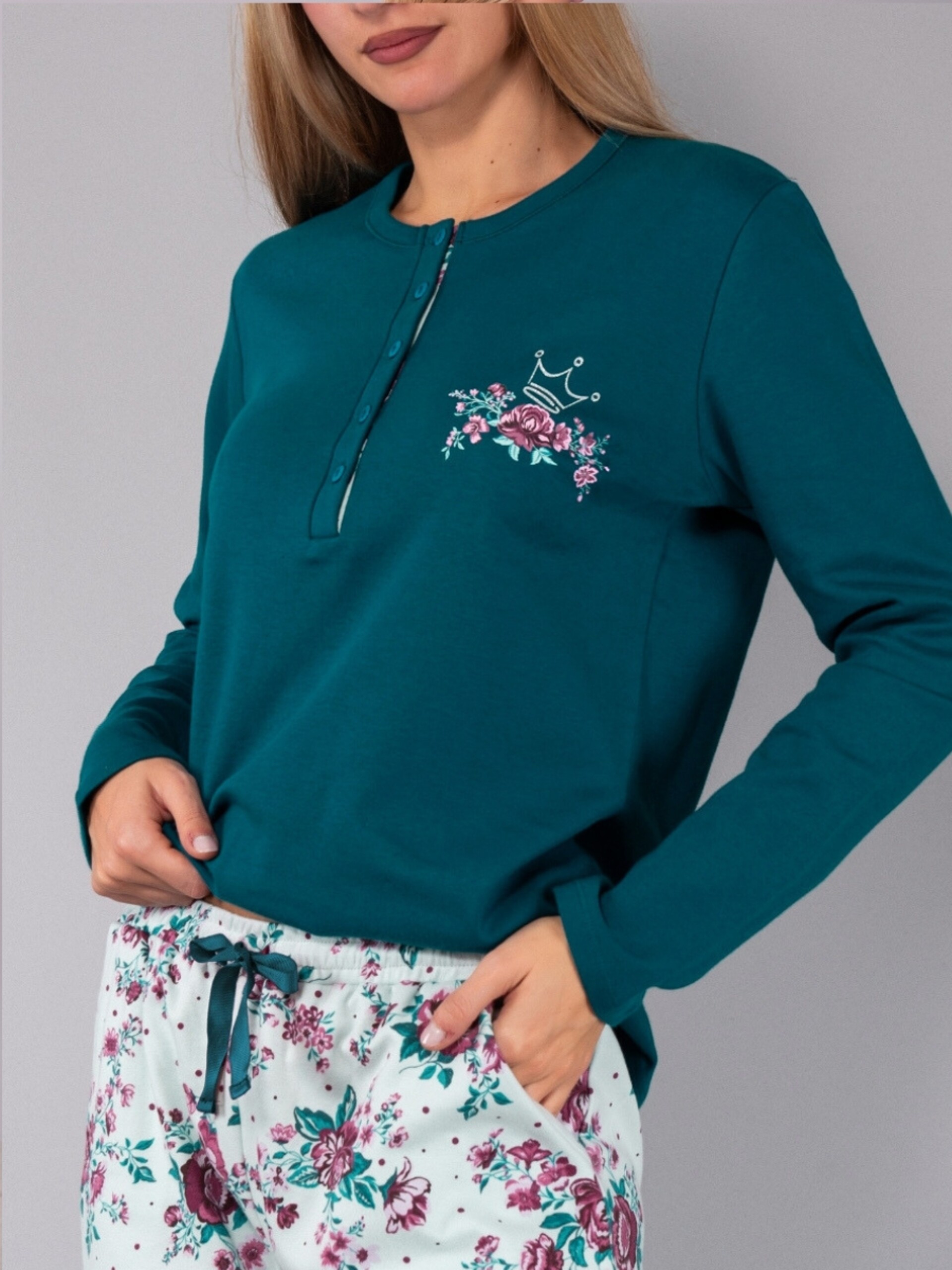 Pigiama Serafino + Pantalone con Polsino e Tasche Verdissima Pigiama Serafino