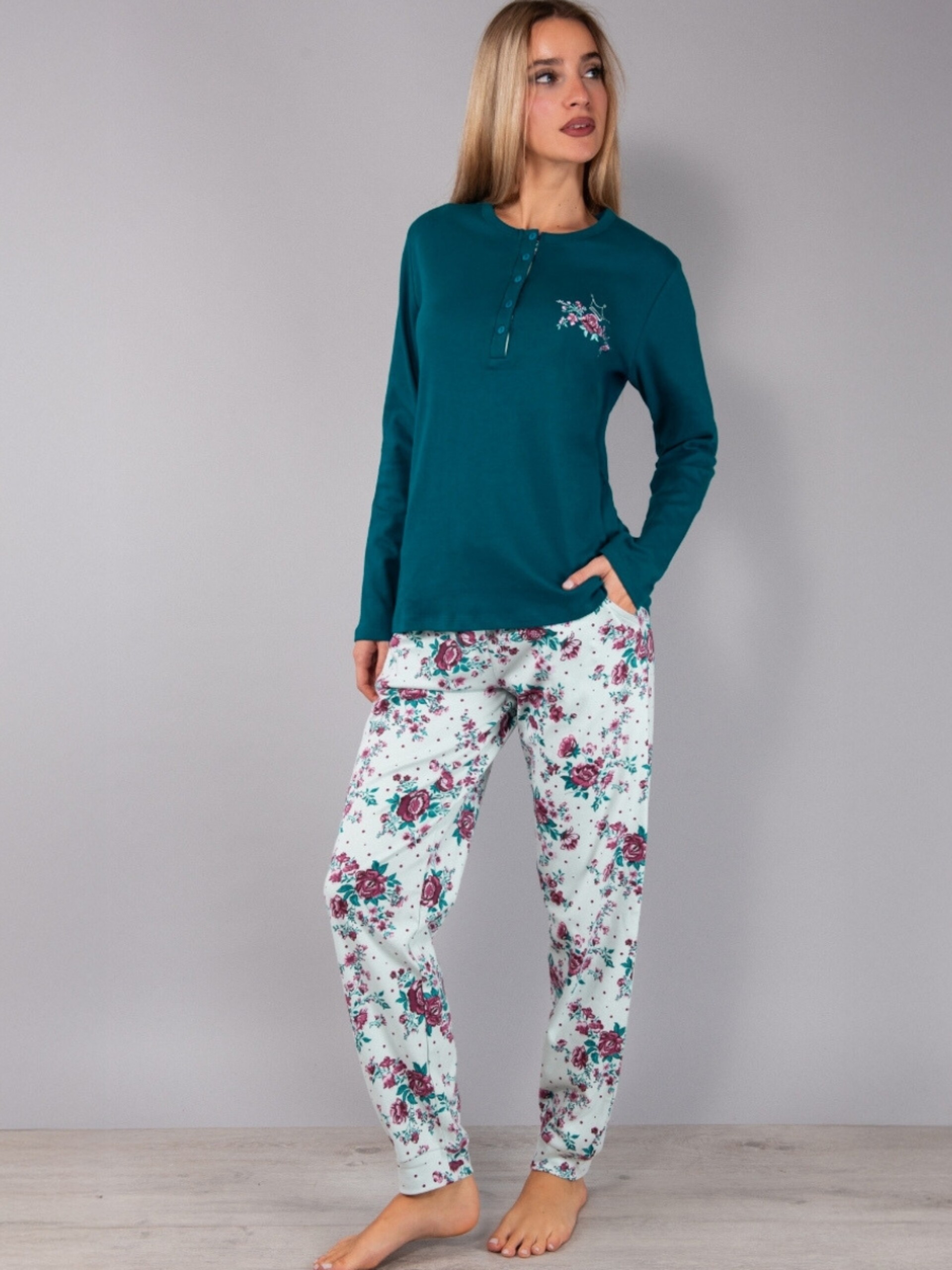 Pigiama Serafino + Pantalone con Polsino e Tasche Verdissima Pigiama Serafino