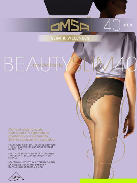 BEAUTY SLIM 40 COLLANT CON CORPINO CONTENITIVO E RICAMATO Omsa collant con corpino contenitivo e ricamato